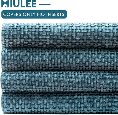 MIULEE Pack of 4 Couch Throw Pillow Covers 18x18 Inch Neutral Soft Decorative Chenille Pillow Covers Farmhouse Boho Cushion Covers for Mid Century Modern Spring Home Decor Sofa Bedroom Living Room