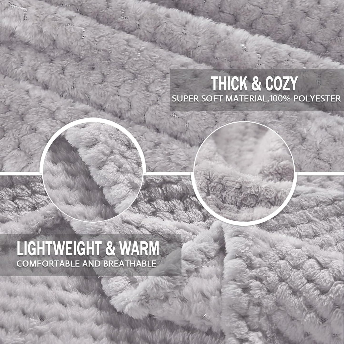 Exclusivo Mezcla Fleece Throw Blanket Extra Large, Super Soft and Warm Blankets for Couch, Sofa and Bed Waffle Textured, Cozy, Fuzzy and Lightweight (Slate Blue, 50x70 Inches)