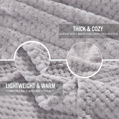 Exclusivo Mezcla Fleece Throw Blanket Extra Large, Super Soft and Warm Blankets for Couch, Sofa and Bed Waffle Textured, Cozy, Fuzzy and Lightweight (Slate Blue, 50x70 Inches)