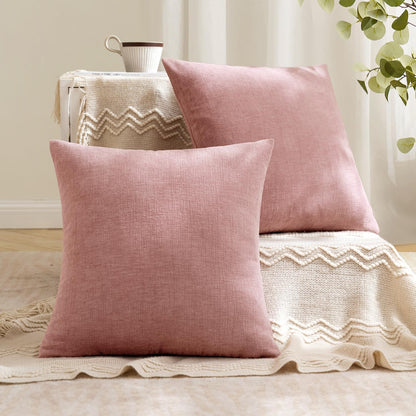 MIULEE Olive Green Couch Pillow Covers 18x18 Inch, Set of 2 Soft Chenille Decorative Square Throw Pillow Covers Farmhouse for Sofa Living Room Bed