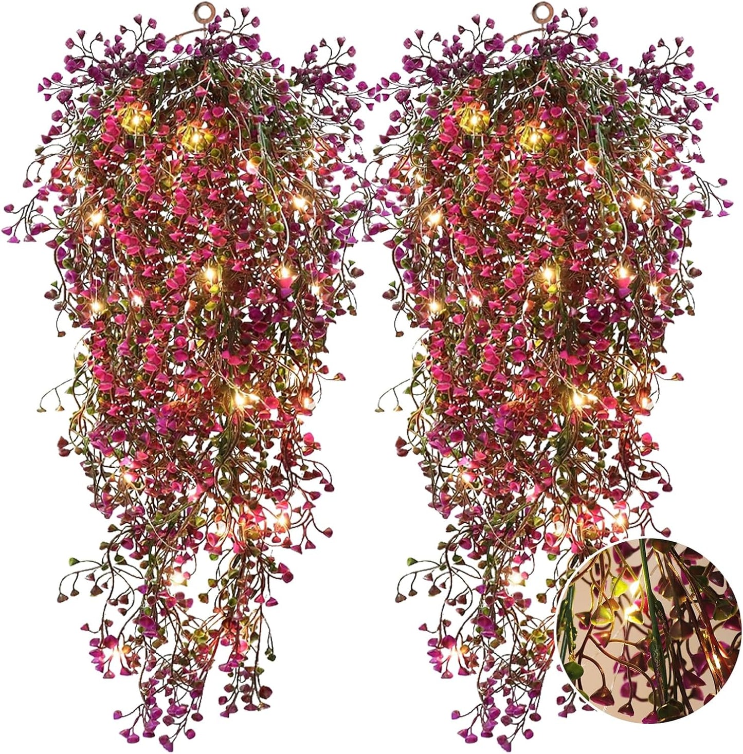 RECUTMS Fake Hanging Plants Artificial Ferns for Outdoor Hanging Faux Plants Vine Ivy Faux Fern Hanging Vines Wall Plants for Home Garden Party Wedding Decor (White 4P)