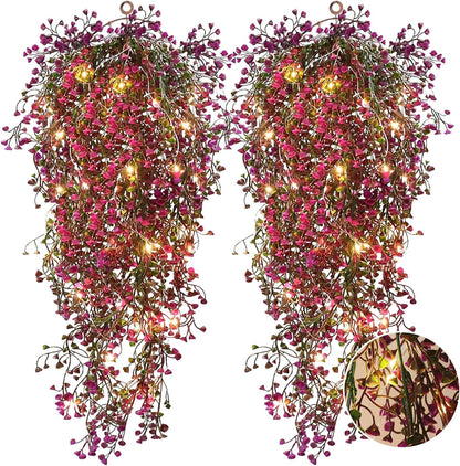 RECUTMS Fake Hanging Plants Artificial Ferns for Outdoor Hanging Faux Plants Vine Ivy Faux Fern Hanging Vines Wall Plants for Home Garden Party Wedding Decor (White 4P)