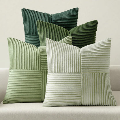 MIULEE Teal Orange Decorative Throw Pillow Covers 18x18 Inch Set of 4 Boho Corduroy Striped Cushion Cases Modern Farmhouse Patchwork Pillow Cases for Couch Sofa Bedroom Home Decor