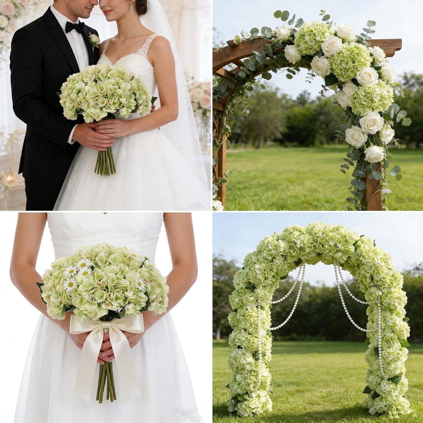Kimura's Cabin 6pcs White Hydrangea Artificial Flowers Silk Fake Hydrangeas Faux Hydrangea Flowers with Stems for Wedding Bouquets Arrangement Home Table Centerpieces Baby Shower Party Decoration