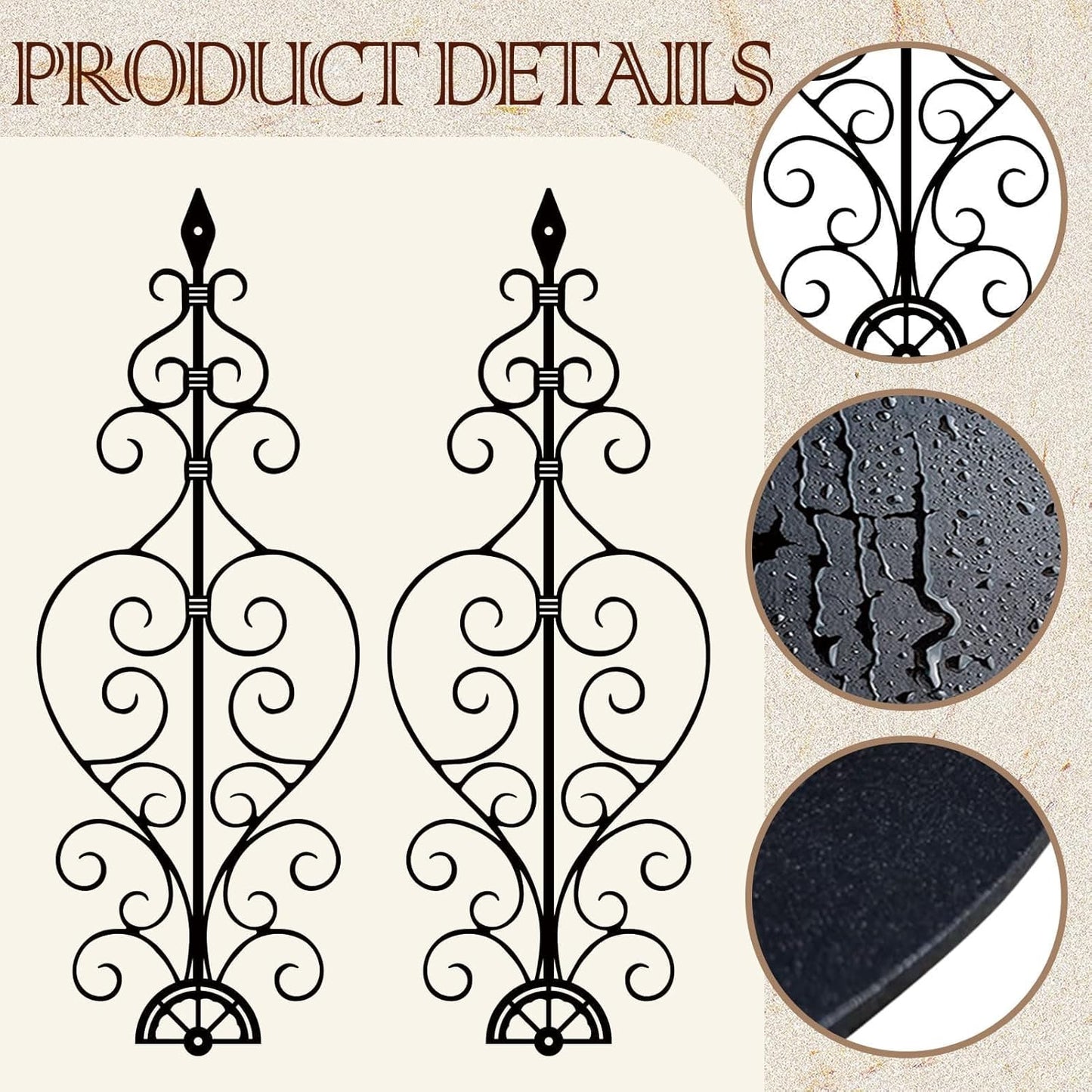 ruelen Metal Scroll Wall Decor Rustic Iron Wall Medallion Small Traditional Metal Scroll Wall Art for Home Living Room Front Porch Above Door Hallway Entryway Decoration（(Separated into two pieces, assembly required)）