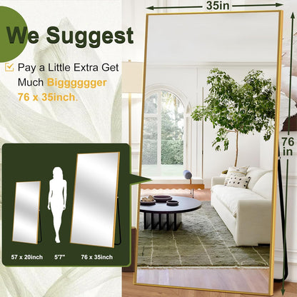 NicBex Full Length Mirror with Stand, 56"x19" Aluminum Alloy Frame Floor Mirror, Black, Shatter-Proof Glass - Free Standing, Leaning Against Wall or Wall-Mounted, for Bedroom Living Room Dressing Room