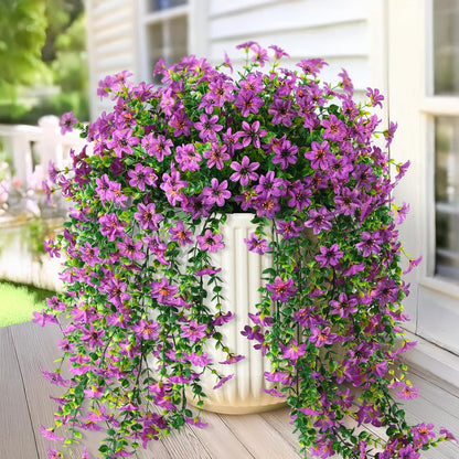 INQCMY Artificial Fake Hanging Flowers Plants for Outdoor Summer Decoration,2 PCS Faux Silk Daisy with Eucalyptus Leaves,UV Resistant Look Real for Outside Home Planter Porch Patio Balcony Yard Decor