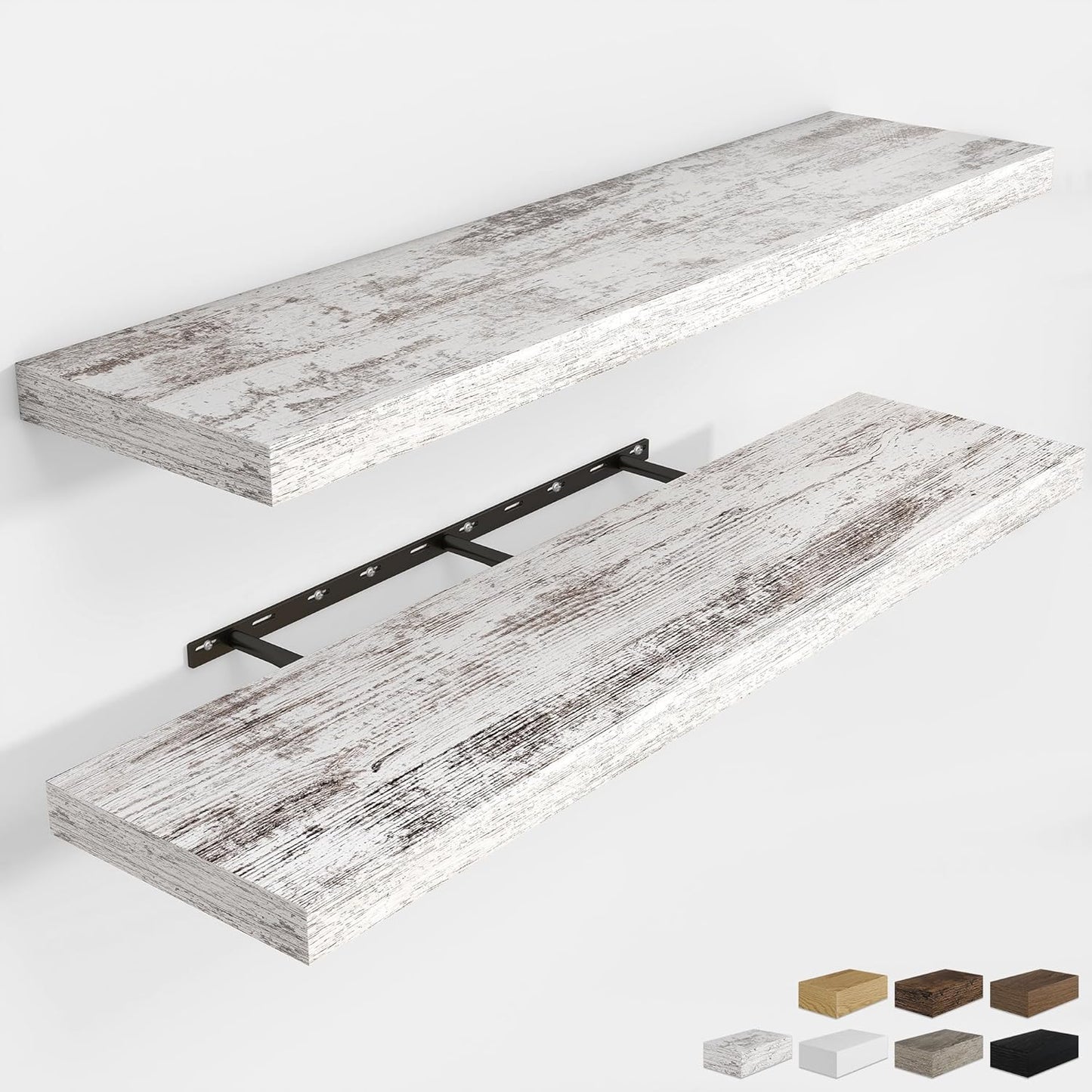 RICHFOCUS 72Inch Floating Shelves for Wall 2 Pack Shelves for Bedroom|Kitchen|Bathroom Wall Mounted Rustic Wood Floating Shelf with Invisible Brackets for Books|Storage|Decor, Rustic Brown