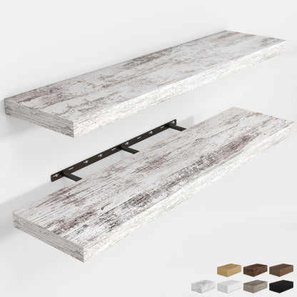 RICHFOCUS 72Inch Floating Shelves for Wall 2 Pack Shelves for Bedroom|Kitchen|Bathroom Wall Mounted Rustic Wood Floating Shelf with Invisible Brackets for Books|Storage|Decor, Rustic Brown