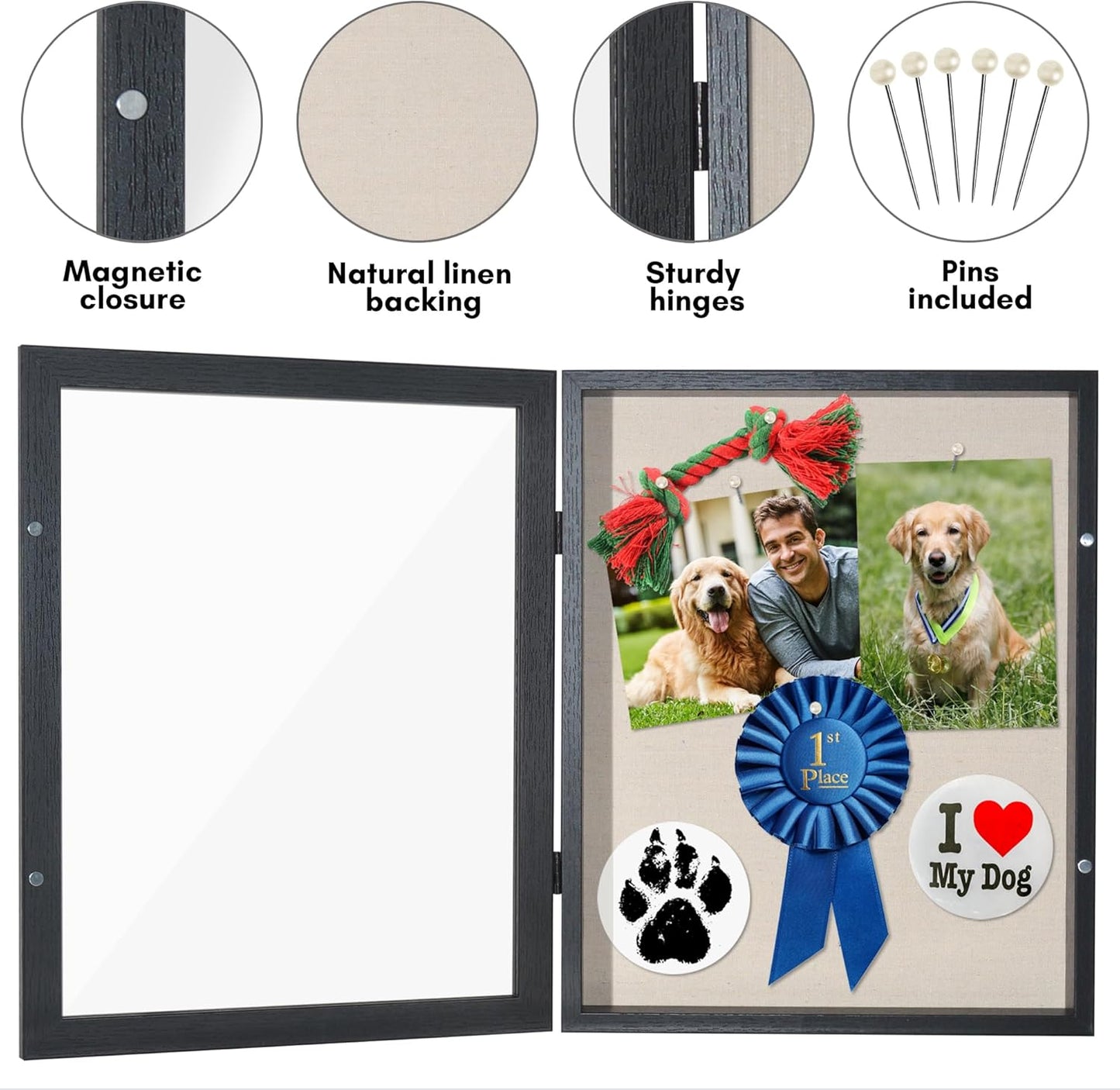 Americanflat Front Opening 11x14 Shadow Box Frame with Shatter-Resistant Glass - Silhouette Collection - Shadow Box Display Case for Tabletop and Wall Display - Black