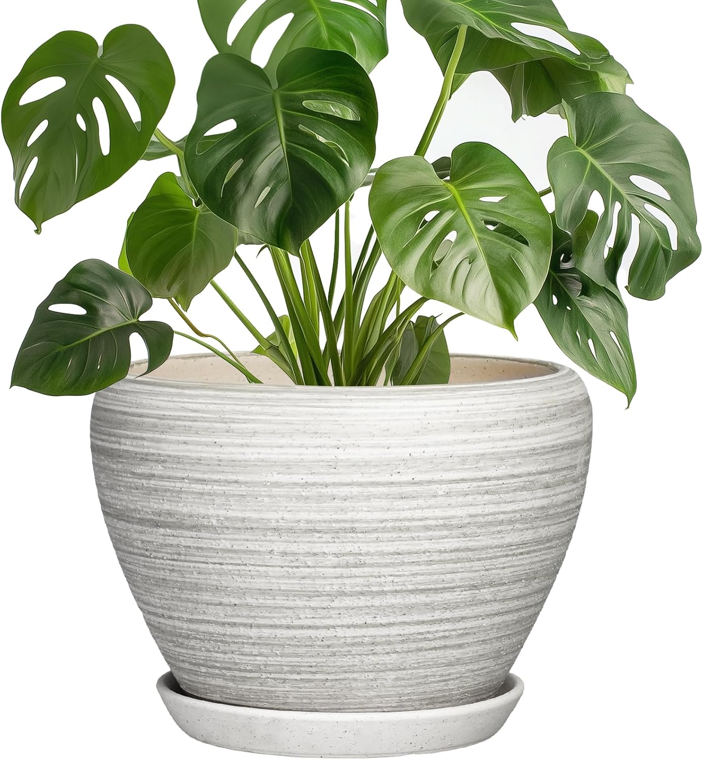 6 Inch Plant Pot - Ceramic Pots for Plants with Drainage Hole and Saucer, Round Succulent Planter Indoor Outdoor, Modern Flower Pot for Snake Plants, Home Decor, Gifts for Plant Lover, Blue