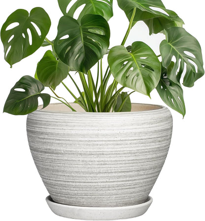 6 Inch Plant Pot - Ceramic Pots for Plants with Drainage Hole and Saucer, Round Succulent Planter Indoor Outdoor, Modern Flower Pot for Snake Plants, Home Decor, Gifts for Plant Lover, Blue