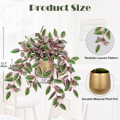 Briful Artificial Plants Indoor Fake Potted Silk Plants Faux Watermelon Peperomia Draping Plant for Home Office Bathroom Shelf Cabinet Tabletop Decoration(Green - 1 Pack)