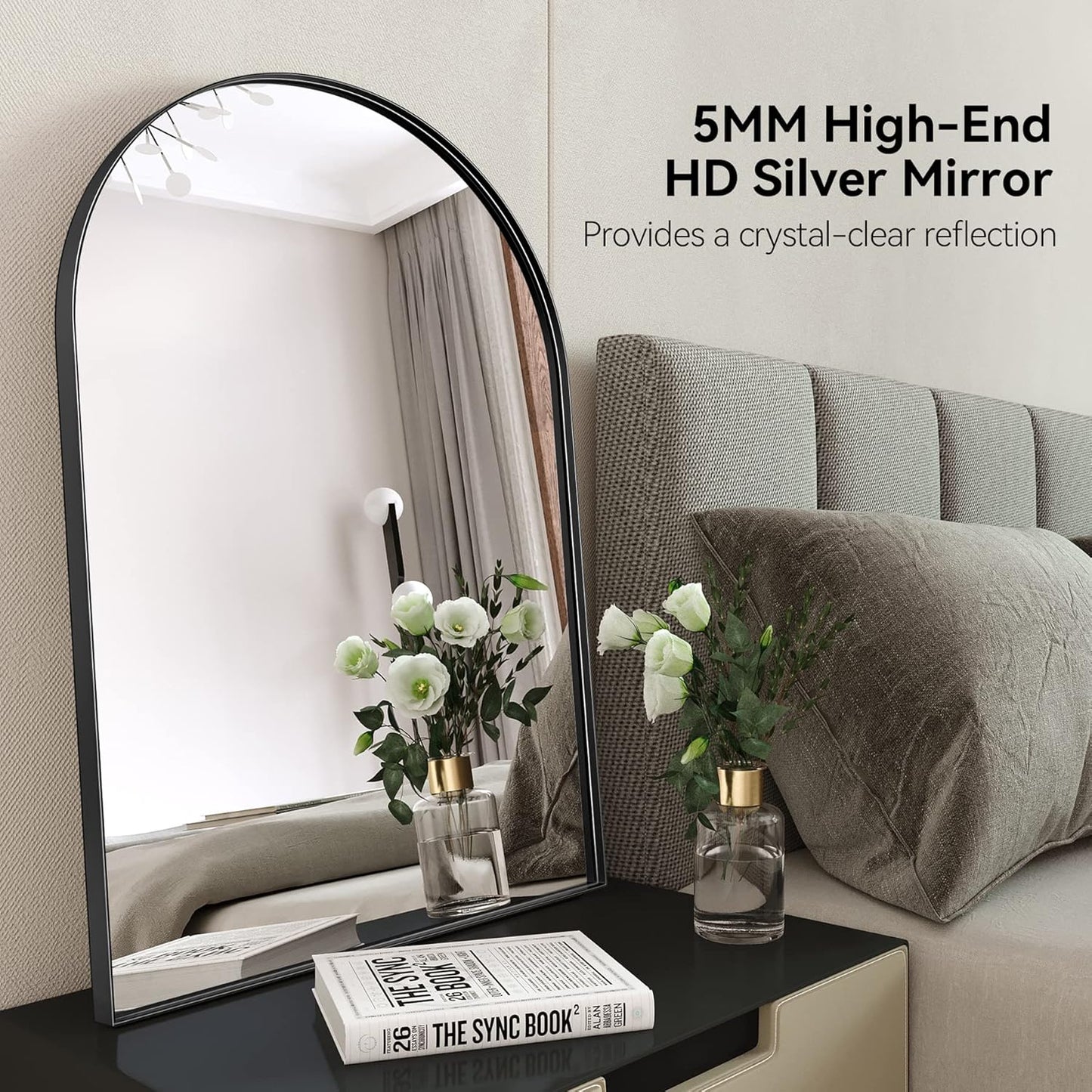 Brightify Arched Mirror, Arched Wall Mirror, 24 x 32 Inch Silver Arch Mirror, Metal Frame Silver Bathroom Mirror, Arched Top Bathroom Vanity Mirror for Living Room Bedroom Mantel Entryway Hallways