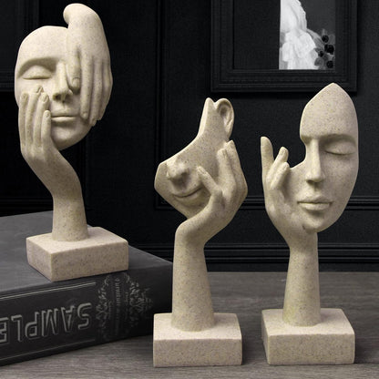 3 Pcs Thinker Statue,Modern Home Resin Sculptures,Collectible Figurines for Home Office Bookshelf Desktop Decor(Black)