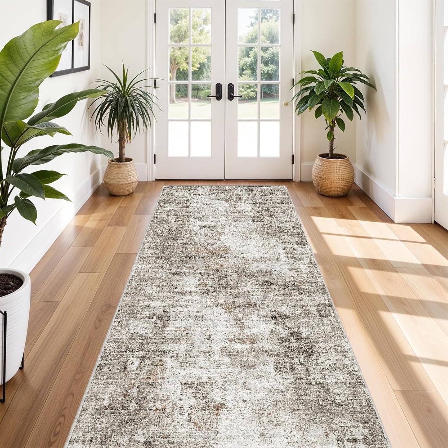 2x3 Washable Non-Slip Area Rug - Soft Low Pile Throw Rug for Kitchen Entryway Bedroom - Modern Indoor Door Mat with Rubber Backing (Beige Grey) - Colors B