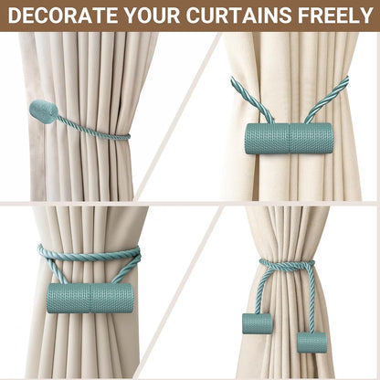 Hion Magnetic Curtain Tiebacks Black 2pcs, Curtain Tiebacks Buckles Holdbacks Holders Hooks Clip for Home Outdoor Bedroom Office Decorative Curtain