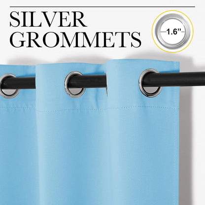 NICETOWN Halloween Pitch Black Solid Thermal Insulated Grommet Blackout Curtains/Drapes for Bedroom Window (2 Panels, 42 inches Wide by 63 inches Long, Black) - Colors B