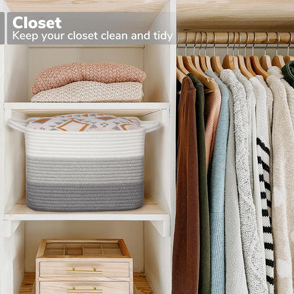Goodpick Cube Storage Bins - Towel, Book, Cloth, Shoes, Closet Shelf Woven Baskets for Office, Baby Laundry, Toys, 13''x10''x9''