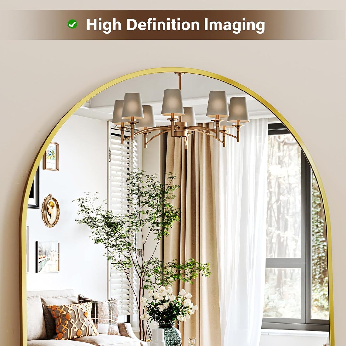 XRAMFY 56"x21" Arched Full Length Mirror Floor Mirrors with Aluminum Alloy Frame Free-Standing Wall Mounted Floor Mirrors or Large Dressing Mirror, Black Mirror Full Length