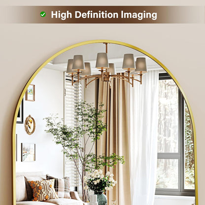 XRAMFY 56"x21" Arched Full Length Mirror Floor Mirrors with Aluminum Alloy Frame Free-Standing Wall Mounted Floor Mirrors or Large Dressing Mirror, Black Mirror Full Length