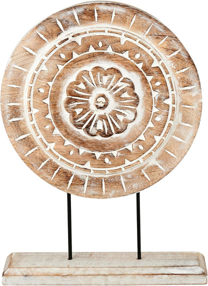 Housewarming Gifts Farmhouse Table Sculpture Home Decor Statue Mandala Carved for Modern Home 10" x 14", Living Room, Fireplace Mantel Shelf, Table and Entryway Decor Stand (Design 1)