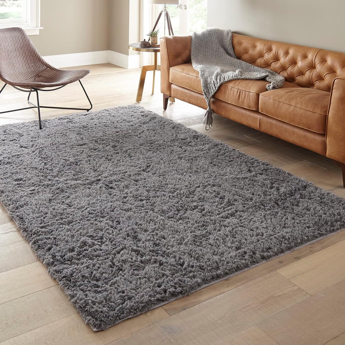 Ophanie Round Rugs 5Ft Ivory Circle Area Rug, Nursery Room Decor, Christmas Aesthetic Bedroom Home Circular Carpet 5 Foot, Fluffy Fuzzy Shag Plush Cream Living Room Rugs for Kids Boys Girls Teen Baby