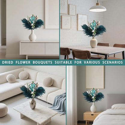 Natural Dried Flower Bouquet - 17" Boho Style Mixed Pampas Grass Ideal for Home Decor, Wedding Decor, Bridal Bouquets, Floral Arrangement, Event Centerpieces, Table Decor