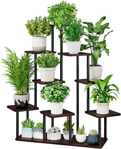 AZERPIAN Plant Stand 5 Tier Indoor Metal Flower Shelf for Multiple Plants Corner Tall Flower Holders for Patio Garden Living Room Balcony Bedroom, Black (5 Tier-Black)