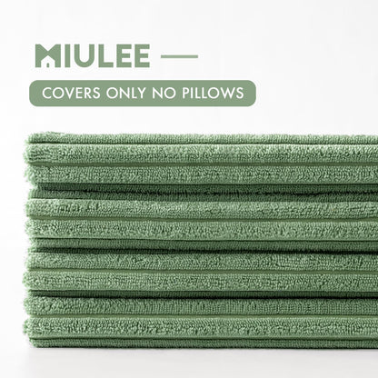 MIULEE Boho Farmhouse Sage Green Throw Pillow Covers 18x18 Inch Set of 4 Mordern Nordic Cushion Covers Soft Corduroy Spring Home Decor for Couch Bed Sofa Living Room Forest Green