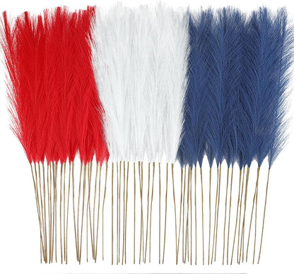 obbsie 50pcs Pink Faux Pampas Grass Decor, 21.6" Short Artificial Floral Branches Vase Filler Flower Arrangement for Home Wedding Boho Outdoor Decor