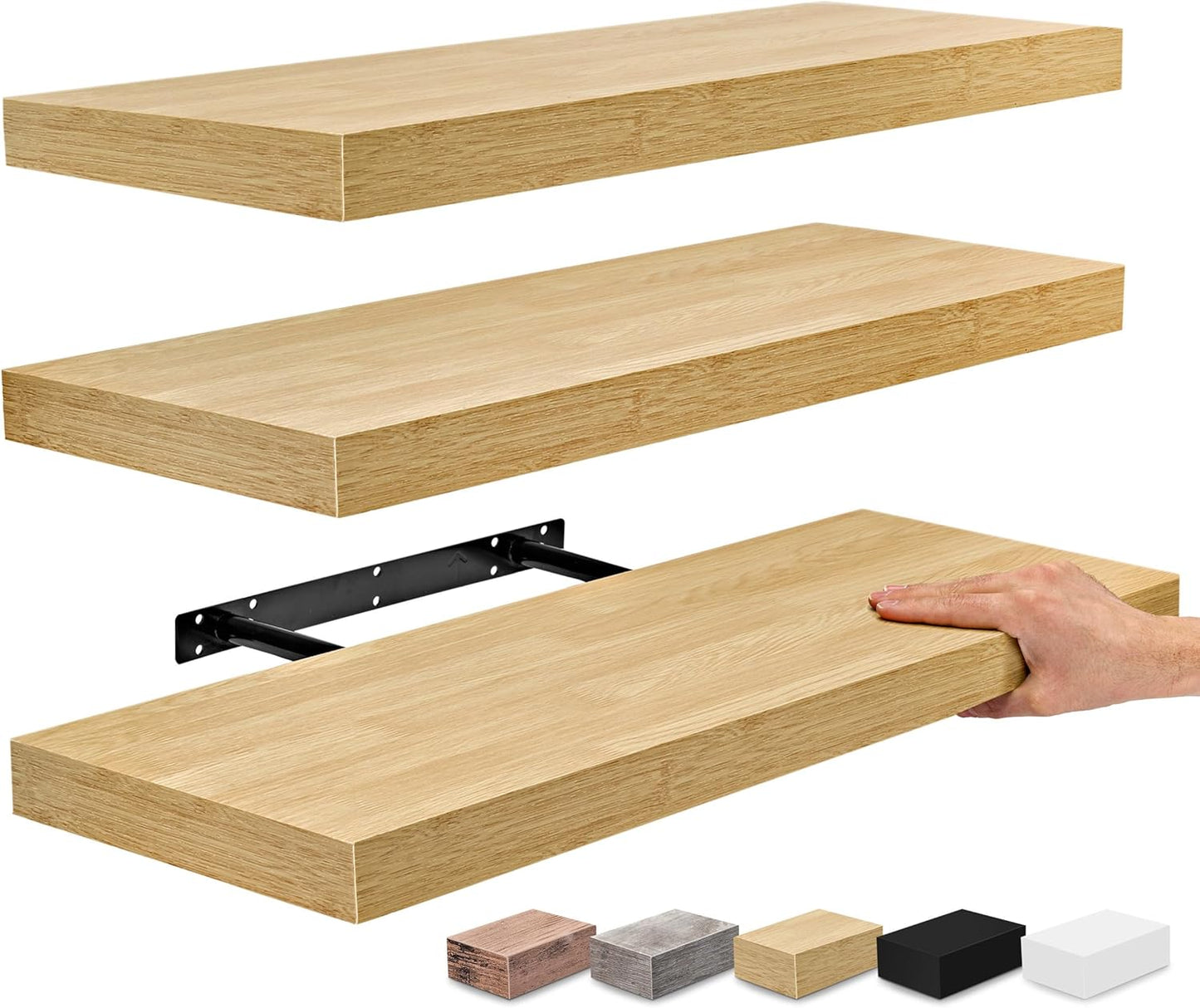 Sorbus Floating Shelves for Wall - 24" Bathroom Shelves, Wall Decor for Bedroom, Kitchen, Living Room, Home Decor & Book Storage - Mounted Floating Shelf with Invisible Brackets (White, 2 Pack)