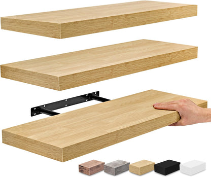 Sorbus Floating Shelves for Wall - 24" Bathroom Shelves, Wall Decor for Bedroom, Kitchen, Living Room, Home Decor & Book Storage - Mounted Floating Shelf with Invisible Brackets (White, 2 Pack)