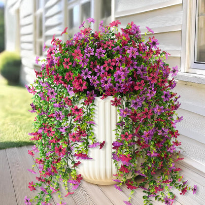 INQCMY Artificial Fake Hanging Flowers Plants for Outdoor Summer Decoration,2 PCS Faux Silk Daisy with Eucalyptus Leaves,UV Resistant Look Real for Outside Home Planter Porch Patio Balcony Yard Decor