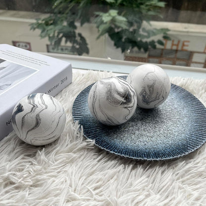 Set of 6 Decorative Orbs for Bowls and Vases - Circle Pattern - Resin Round Sphere Balls for Living, Dining Room Coffee Table Centerpiece Home Decor