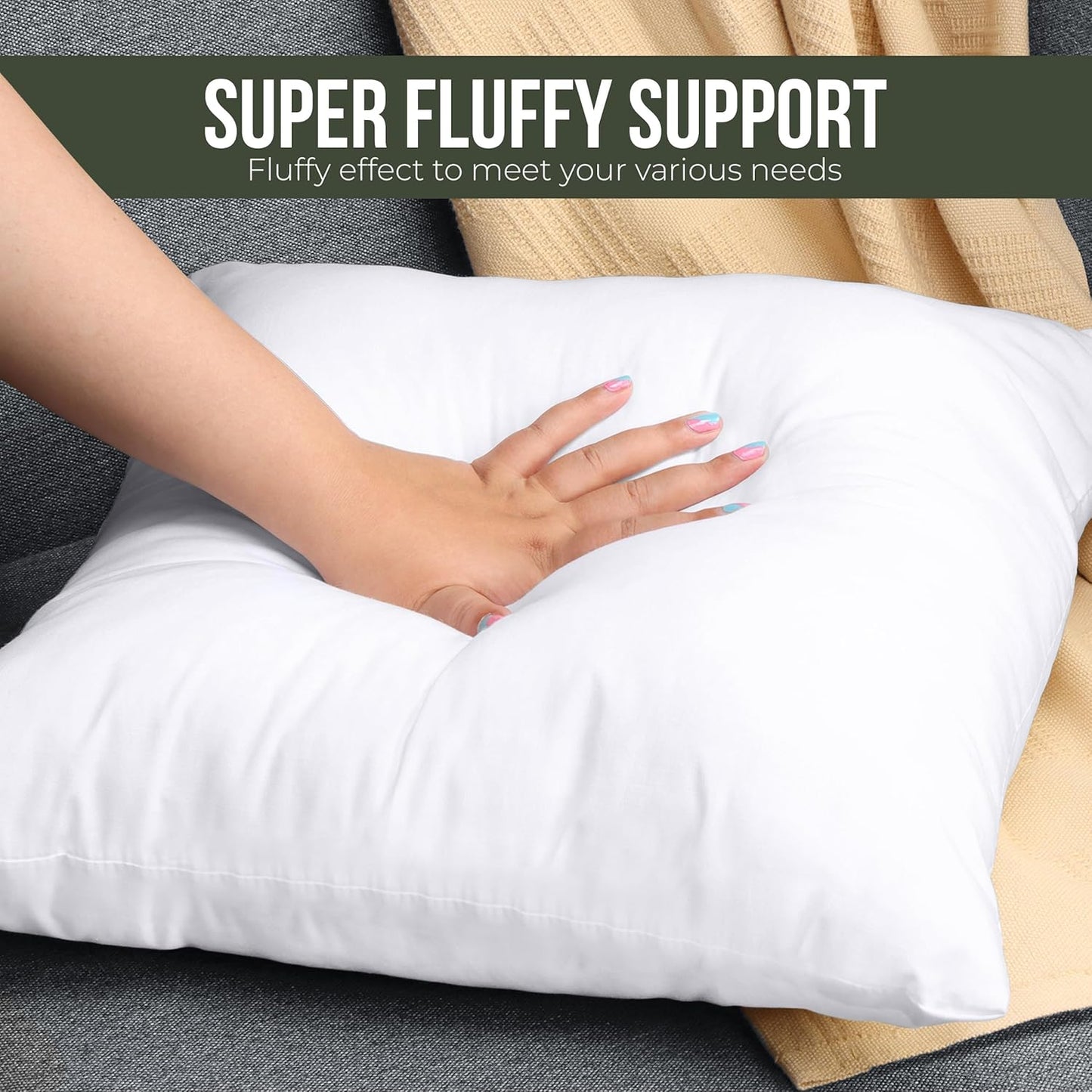 Utopia Bedding Throw Pillows (Set of 4, White) – 16 x 16 Inches Down Alternative Pillows for Bed, Sofa, and Couch - Fluffy Decorative Stuffer Pillow for Indoors & Outdoors