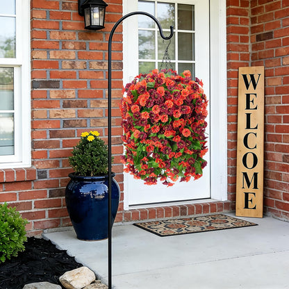 INXUGAO Artificial Flowers with Hanging Basket, Outdoor Faux Plants Silk Morning Glory Vines, Fake Green Arrangement for Garden Patio Spring Summer Decor(4pcs,Darkorchid)