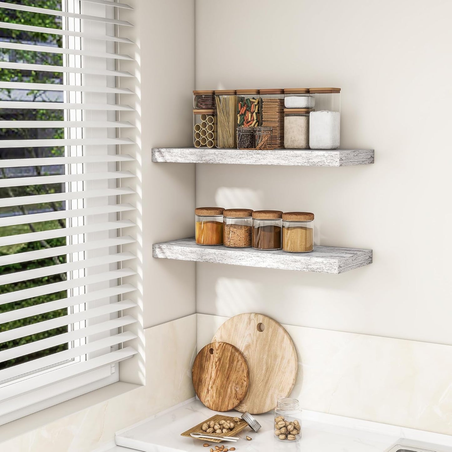 RICHFOCUS 72Inch Floating Shelves for Wall 2 Pack Shelves for Bedroom|Kitchen|Bathroom Wall Mounted Rustic Wood Floating Shelf with Invisible Brackets for Books|Storage|Decor, Rustic Brown