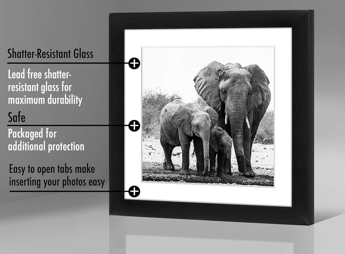 Americanflat 8x10 Picture Frame with Shatter-Resistant Glass - Use as 5x7 Frame with Mat or Display 8x10 Photo Without Mat - Signature Collection - Picture Frames for Tabletop and Wall Display - Black