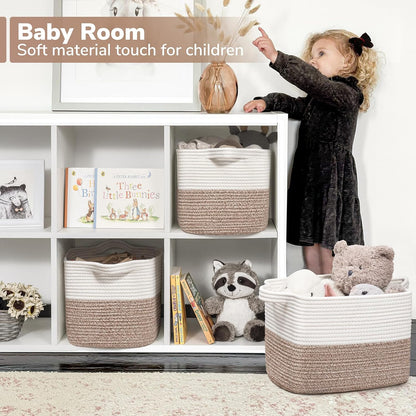 Goodpick Cube Storage Bins - Towel, Book, Cloth, Shoes, Closet Shelf Woven Baskets for Office, Baby Laundry, Toys, 13''x10''x9''