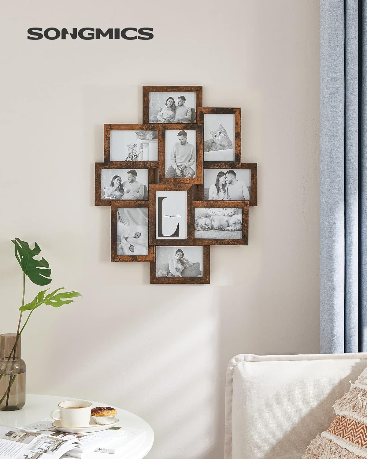 SONGMICS 4x6 Collage Picture Frames, 10-Pack Photo Collage Frame for Wall Decor, Glass Front, Assembly Required, Ink Black URPF20BK