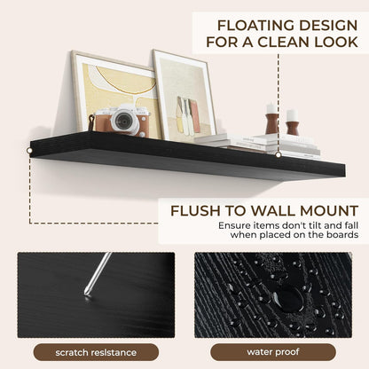 RICHFOCUS 72Inch Floating Shelves for Wall 2 Pack Shelves for Bedroom|Kitchen|Bathroom Wall Mounted Rustic Wood Floating Shelf with Invisible Brackets for Books|Storage|Decor, Rustic Brown