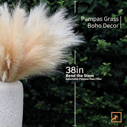 ZIFTY 7-Pcs 38"/3.1FT Faux Pampas Grass Large Tall Fluffy Artificial Fake Flower Bedroom Decor Boho Decor Bulrush Reed Grass for Vase Filler Farmhouse Home Wedding Decor (Beige Mixed)