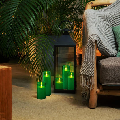 Homemory Gray Flickering Flameless Candles, Battery Operated Acrylic LED Pillar Candles with Remote Control and Timer, Halloween Decor, Set of 5