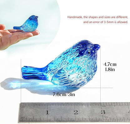 H&D HYALINE & DORA Blue Glass Bird Figurines Bird Gifts for Bird Lovers Women Crystal Glass Animal Figurine Collectible for Home Shelf Decor