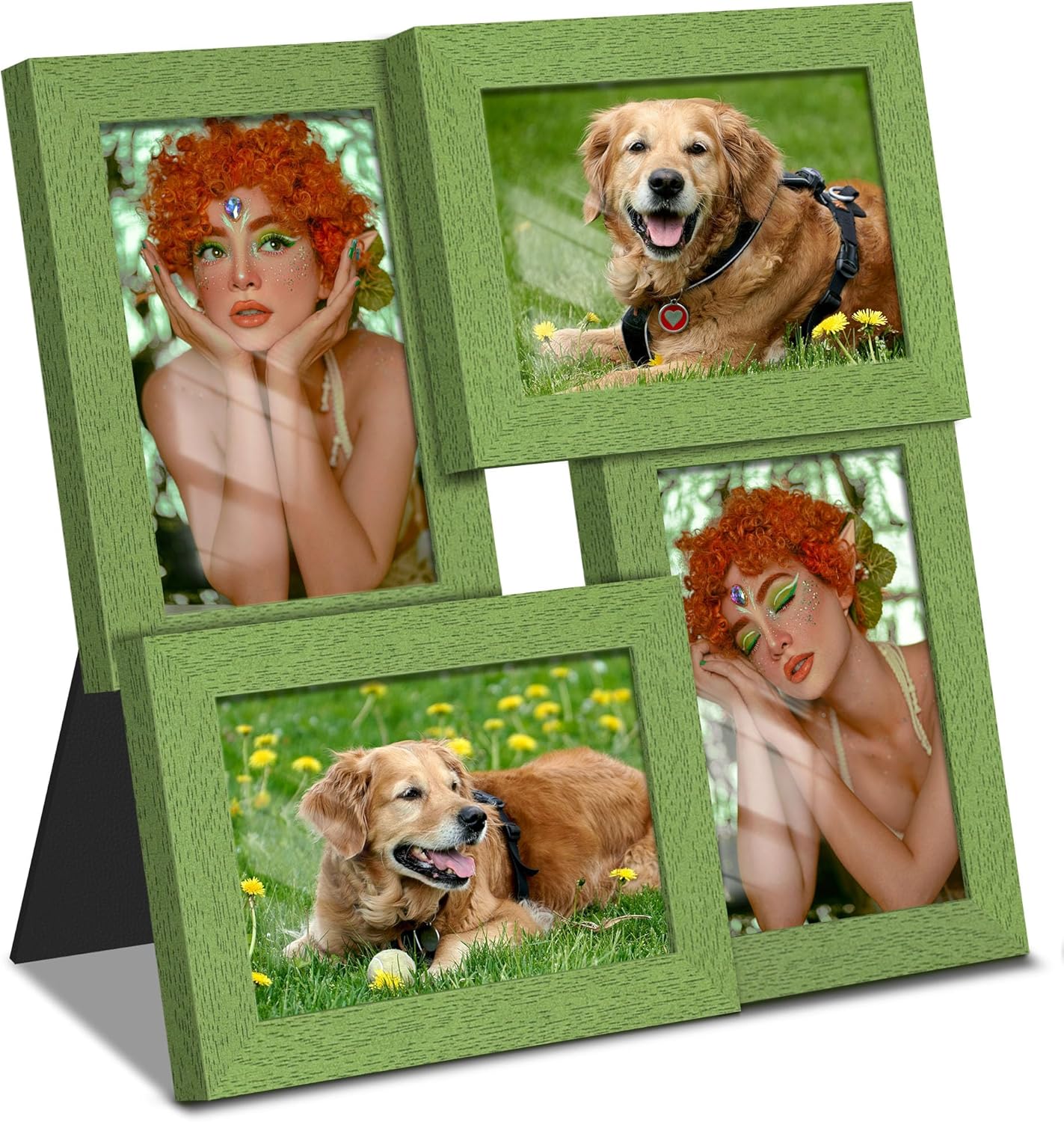DUENPY 4x6 Collage Picture Frame Tempered Glass Front, Displays Four 4x6 Photo, Family Photo Collage Frame, Wall Decor Wall Hanging or Tabletop, Brown