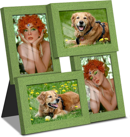 DUENPY 4x6 Collage Picture Frame Tempered Glass Front, Displays Four 4x6 Photo, Family Photo Collage Frame, Wall Decor Wall Hanging or Tabletop, Brown