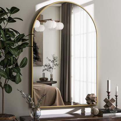 HARRITPURE Arched Wall Mirror 24"x36" – Black Metal Frame Vanity Mirrors for Bedroom, Entryway, Living Room Decor