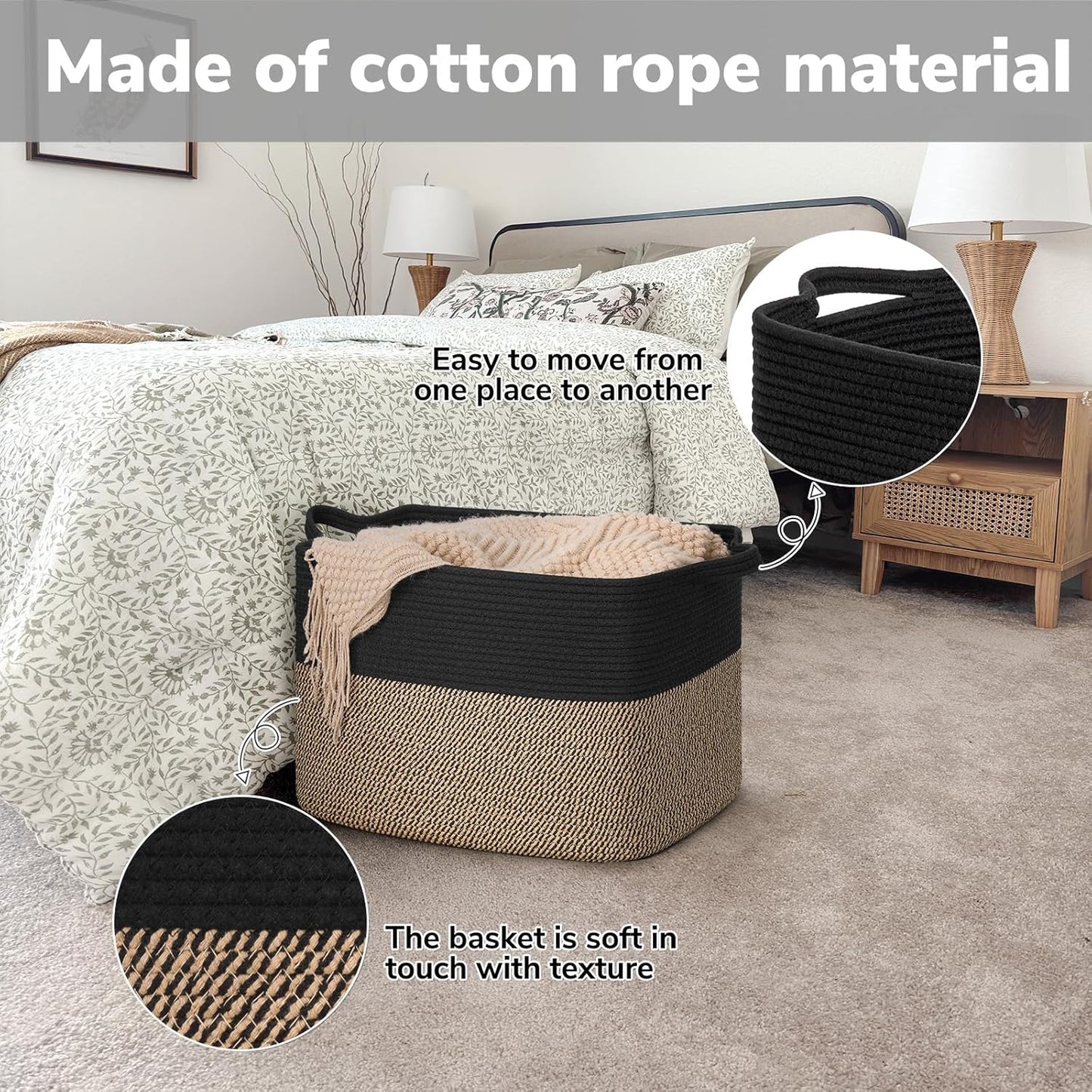 Goodpick Cube Storage Bins - Towel, Book, Cloth, Shoes, Closet Shelf Woven Baskets for Office, Baby Laundry, Toys, 13''x10''x9''