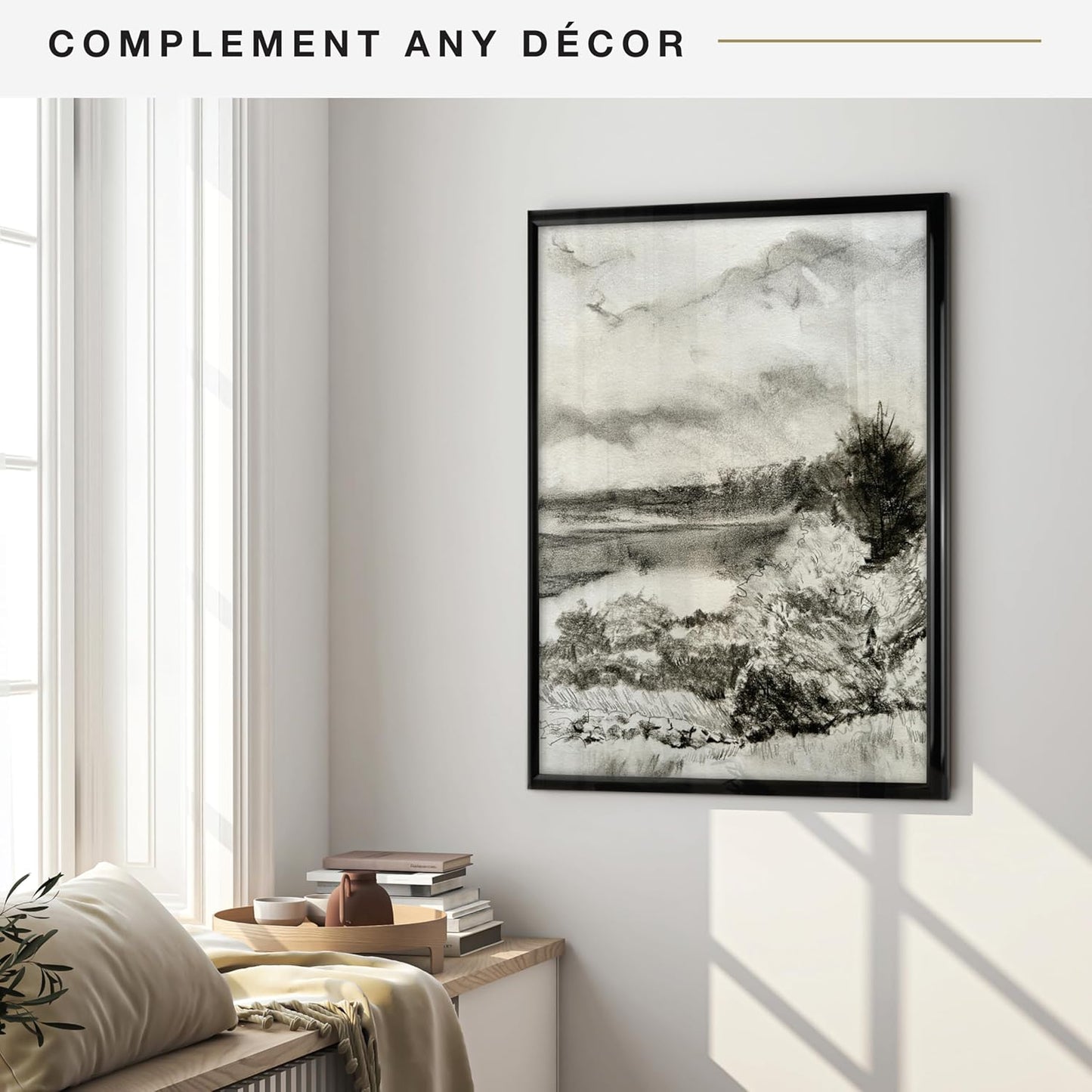 MCS Trendsetter 24x36 Poster Frame Black High-Gloss, Vertical & Horizontal Wall Hanging Large Picture Frame for Photos, Posters & Art Prints (1-Pack)